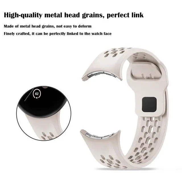 Alt view image 4 of 7 - 3 Packs Fit for Google pixel watch 3 45mm Silicone Watch Band for Women Men,Waterproof Breathable Wristband Adjustable Replacement Watch Straps Compatible with Pixel Watch 4 45mm