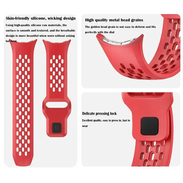 Alt view image 6 of 7 - 3 Packs Fit for Google pixel watch 3 45mm Silicone Watch Band for Women Men,Waterproof Breathable Wristband Adjustable Replacement Watch Straps Compatible with Pixel Watch 4 45mm