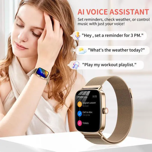 Alt view image 2 of 7 - Smart Watch for Women Fitness Tracker Gold | Bluetooth Make Answer Call, Waterproof, Android iPhone Samsung Compatible, Sleep Heart Rate Monitor, Pedometer