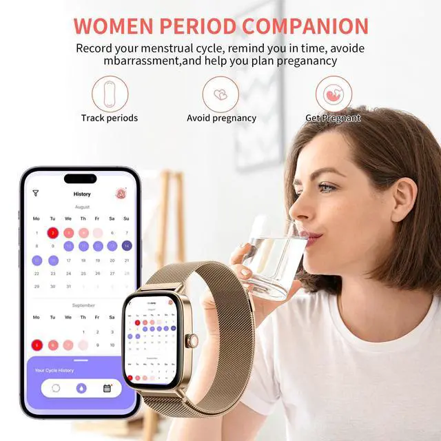 Alt view image 4 of 7 - Smart Watch for Women Fitness Tracker Gold | Bluetooth Make Answer Call, Waterproof, Android iPhone Samsung Compatible, Sleep Heart Rate Monitor, Pedometer