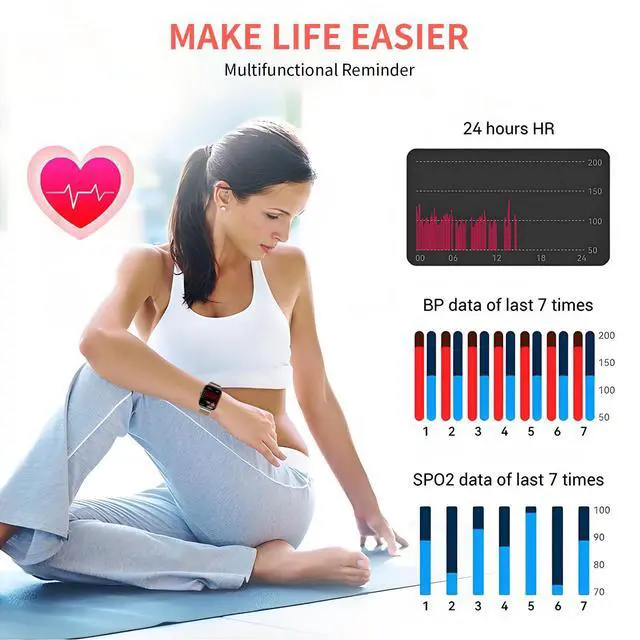 Alt view image 5 of 7 - Smart Watch for Women Fitness Tracker Gold | Bluetooth Make Answer Call, Waterproof, Android iPhone Samsung Compatible, Sleep Heart Rate Monitor, Pedometer