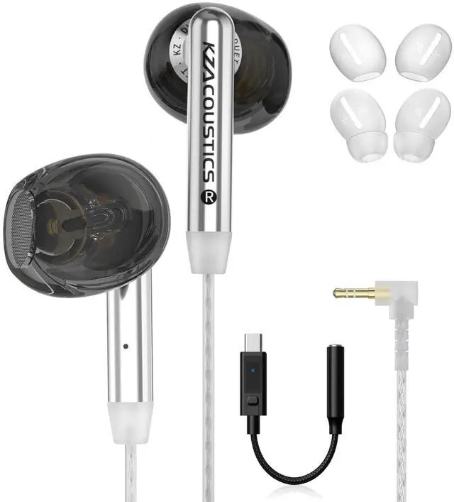 Main image of Duet Wired Earbuds, Dual Dynamic in-Ear Headphones Crystal-Clear Sound | Noise Isolating, Ergonomic Custom-Fit, USB C to 3.5mm Adapter Built-in DSP with 4EQ, Convenient for Travel