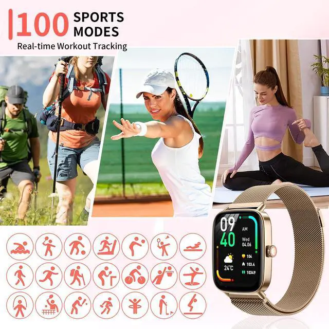 Alt view image 6 of 7 - Smart Watch for Women Fitness Tracker Gold | Bluetooth Make Answer Call, Waterproof, Android iPhone Samsung Compatible, Sleep Heart Rate Monitor, Pedometer