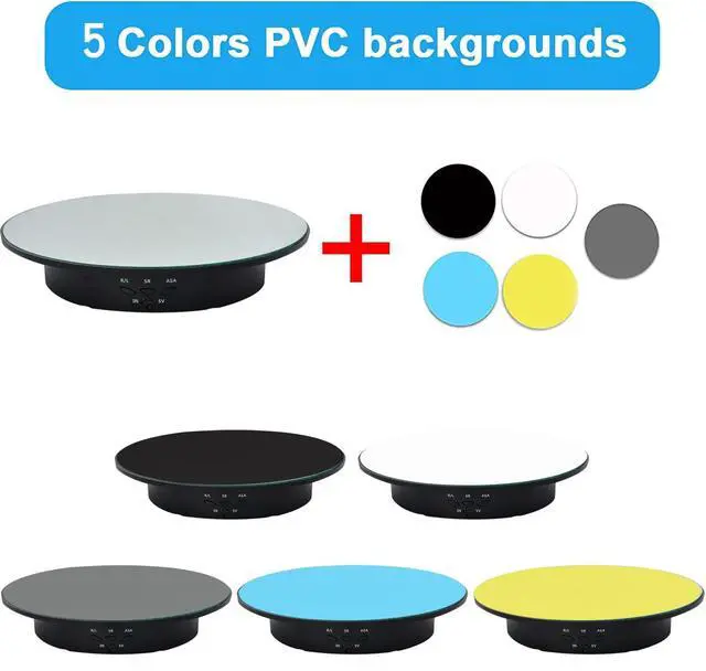 Alt view image 3 of 7 - 360 Degree Rotating Display Stand,360 Degree Photography Turntable with Remote Control,5 PVC Backgrounds,Battery/USB Power Supply for Photography Product Shows