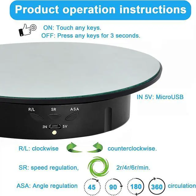 Alt view image 5 of 7 - 360 Degree Rotating Display Stand,360 Degree Photography Turntable with Remote Control,5 PVC Backgrounds,Battery/USB Power Supply for Photography Product Shows