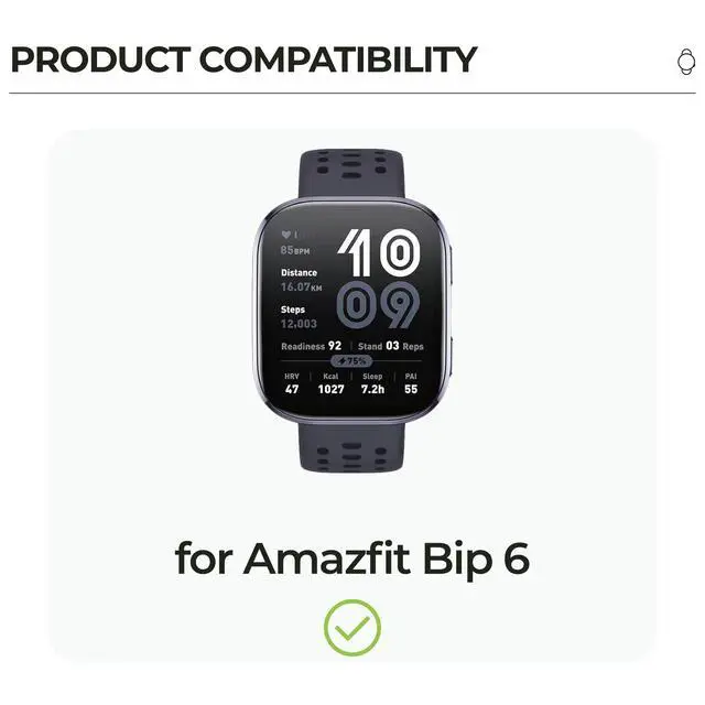 Alt view image 2 of 5 - 3 Pack Screen Protector Case for Amazfit Bip6 Full Cover with Built-in 9H Tempered Glass, Hard PC Shell- Black