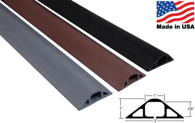 Alt view image 2 of 5 - D-22 Rubber Duct Cord Cover 1x5/8 Inch Channel Flexible Wire Protector - 5 Feet (Gray)