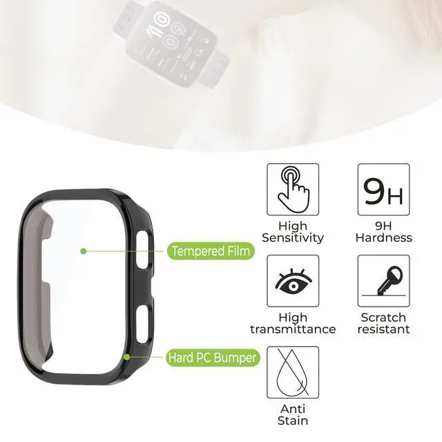 Alt view image 5 of 5 - 3 Pack Screen Protector Case for Amazfit Bip6 Full Cover with Built-in 9H Tempered Glass, Hard PC Shell- Black