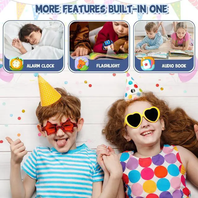 Alt view image 6 of 6 - Smart Watch for Kids 3-12 Years Boys Girls, 26 Puzzle Games, Smartwatch with Camera, Pedometer, Stopwatch, Video Voice Music Player Calendar Alarm Clock Learn Card for Children Gifts (Blue)