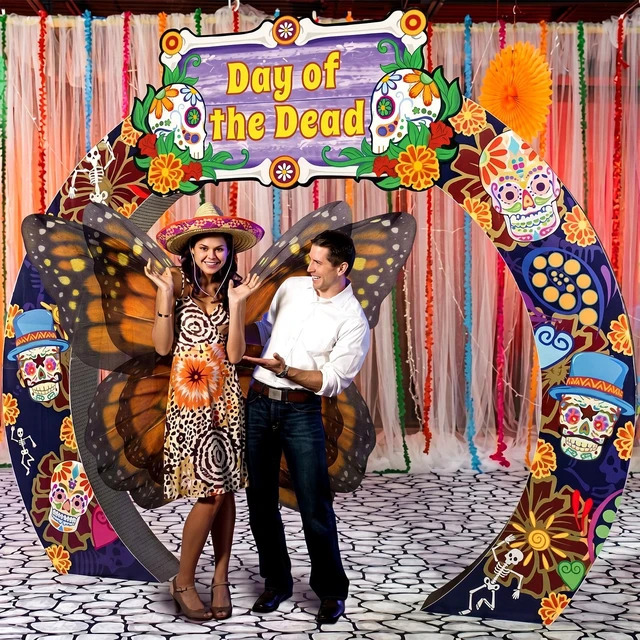 Alt view image 4 of 7 - 47" Giant Monarch Butterfly Decoration for Día De Los Muertos Large Mariposas Grandes Para Decor, 3D Big Realistic Artificial Fake Butterfly Backdrop, Day of The Dead Party Photo Booth
