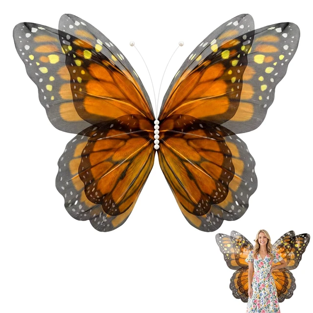 Alt view image 7 of 7 - 47" Giant Monarch Butterfly Decoration for Día De Los Muertos Large Mariposas Grandes Para Decor, 3D Big Realistic Artificial Fake Butterfly Backdrop, Day of The Dead Party Photo Booth