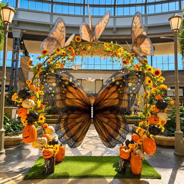 Alt view image 5 of 7 - 47" Giant Monarch Butterfly Decoration for Día De Los Muertos Large Mariposas Grandes Para Decor, 3D Big Realistic Artificial Fake Butterfly Backdrop, Day of The Dead Party Photo Booth