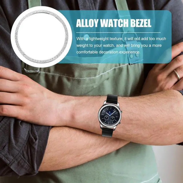 Alt view image 3 of 7 - Compatible for Samsung Watch 3 Watch Bezel Diamond Adhesive Bezel Ring Cover Anti Scratch Protection Cover Accessory 45mm 41mm