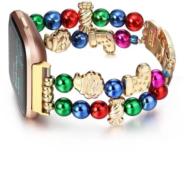 Main image of Boho Braided Bracelet Compatible with Fitbit Versa 4/Versa 3/Sense/Sense 2 Bands for Women, Handmade Woven Beaded Strap for Fitbit Smartwatch