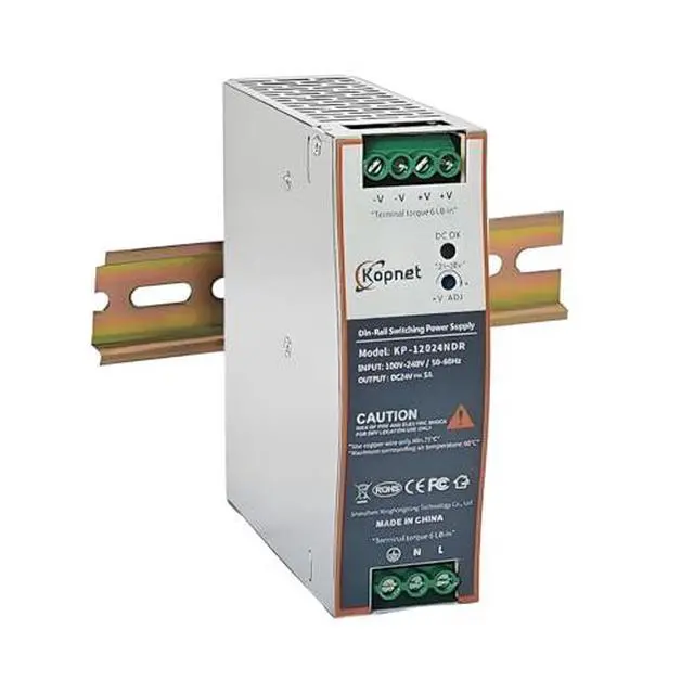 Alt view image 2 of 2 - 120W 24V Din Rail Mount Power Supply AC-DC Industrial Power Adapter | 100~240V AC Input, 24V DC Output, Din-Rail Switching Power Supply, Voltage adjustable, Short Circuit Protection