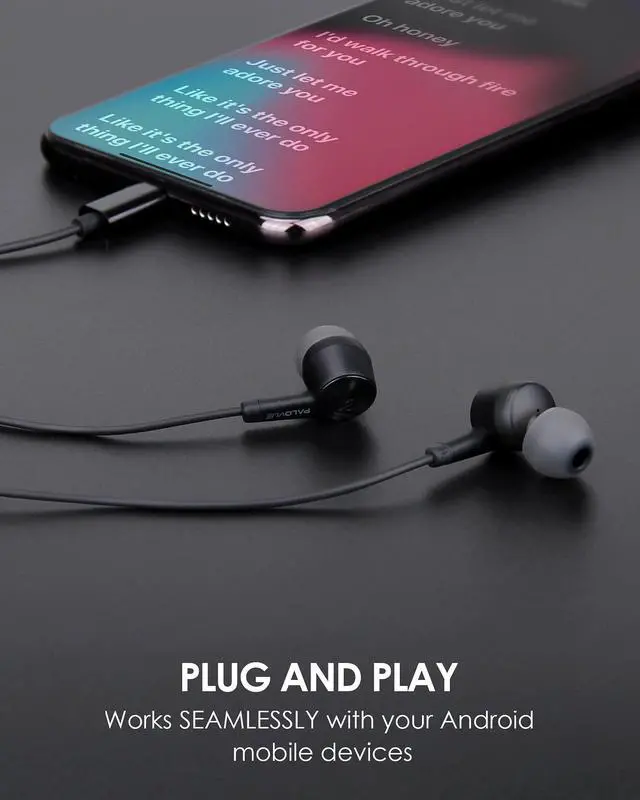 Alt view image 2 of 6 - USB Type C Headphones in Ear Earphones Earbuds for Galaxy S26 | Sound & Noise Isolation with Mic and Vulume Control for Galaxy S25/S24/S23/Galaxy Note 10, iPhone 17/16/15, Black