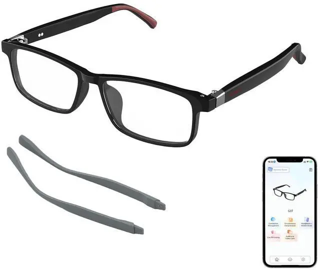 Main image of AI Smart Glasses, AI Translator Powered by ChatGPT with Real-Time Translation (160+ Languages),AI Noise Cancellation, Removable Temples, Anti-Blue Light Bluetooth Glasses for Men & Women