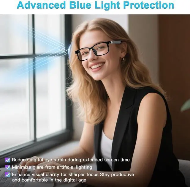 Alt view image 4 of 6 - AI Smart Glasses, AI Translator Powered by ChatGPT with Real-Time Translation (160+ Languages),AI Noise Cancellation, Removable Temples, Anti-Blue Light Bluetooth Glasses for Men & Women