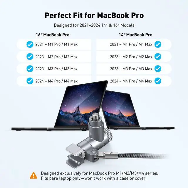 Alt view image 2 of 7 - Laptop Locking Cable for MacBook Pro 14/16 (20212024), Anti-Theft Keyed Laptop Security Lock, 6.56ft Cut-Resistant Steel Computer Lock Cable, Rotatable & Portable Design