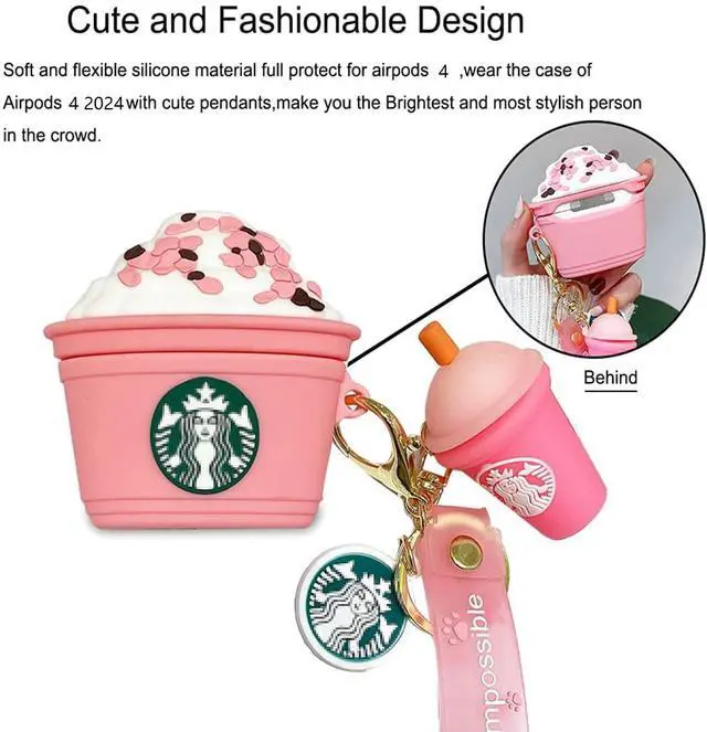 Alt view image 6 of 6 - AirPod 4 Case,3D Cute Funny Cool Kawaii Fashion Ice Cream Cup for AirPods 4th Generation Case (2024) (Pink)