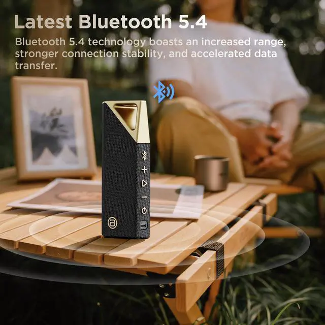 Alt view image 2 of 7 - Bluetooth Speaker Wireless Portable, Portable Speaker IPX7 Waterproof | Bluetooth 5.4, Auracast Multi-Speaker Party Mode, Built-in Mic, USB-C, 15H Playtime for Home, Outdoor, Travel