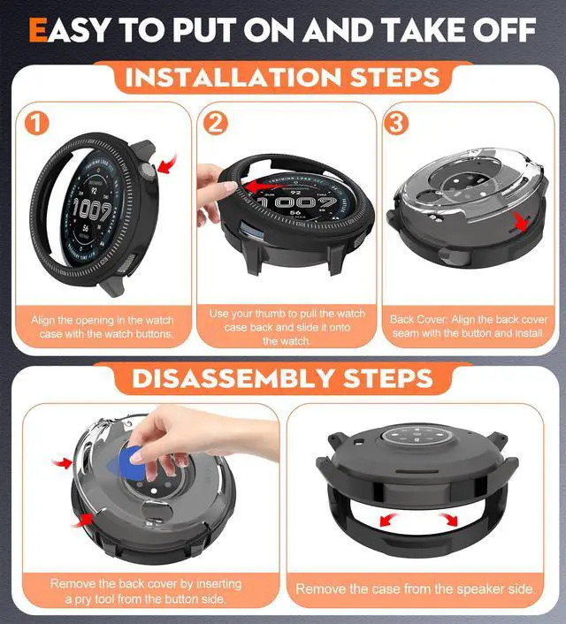 Alt view image 7 of 7 - Metal Case for Amazfit Balance 2 47mm Smartwatch, 2 in 1 Alloy Frame Bezel & Clear PC Back Cover with Cleaning Cloth Accessories, Rugged Shockproof Protector for Balance 2 47mm Men Women (Black)