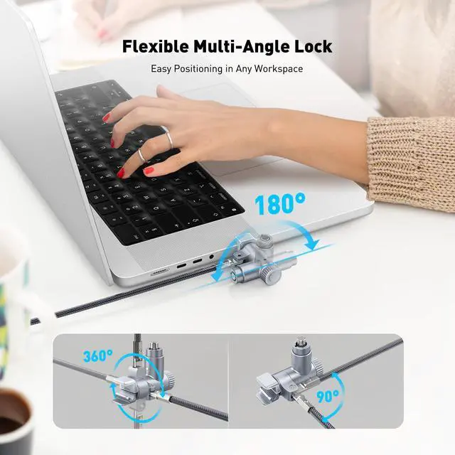 Alt view image 6 of 7 - Laptop Locking Cable for MacBook Pro 14/16 (20212024), Anti-Theft Keyed Laptop Security Lock, 6.56ft Cut-Resistant Steel Computer Lock Cable, Rotatable & Portable Design
