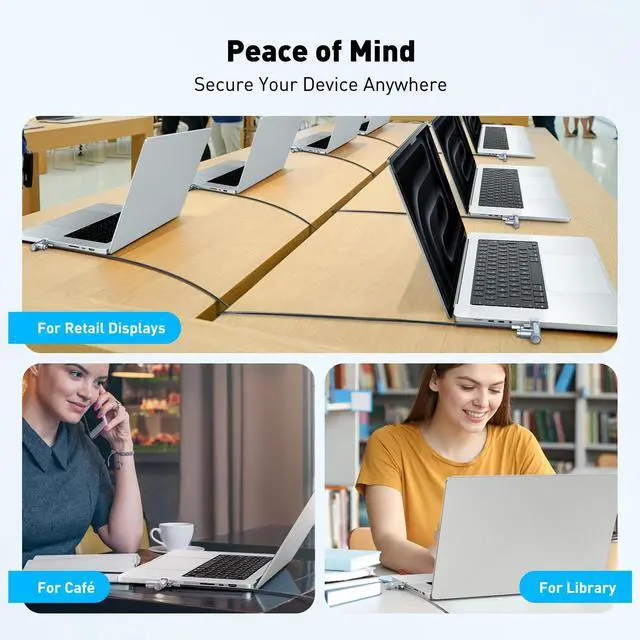 Alt view image 7 of 7 - Laptop Locking Cable for MacBook Pro 14/16 (20212024), Anti-Theft Keyed Laptop Security Lock, 6.56ft Cut-Resistant Steel Computer Lock Cable, Rotatable & Portable Design