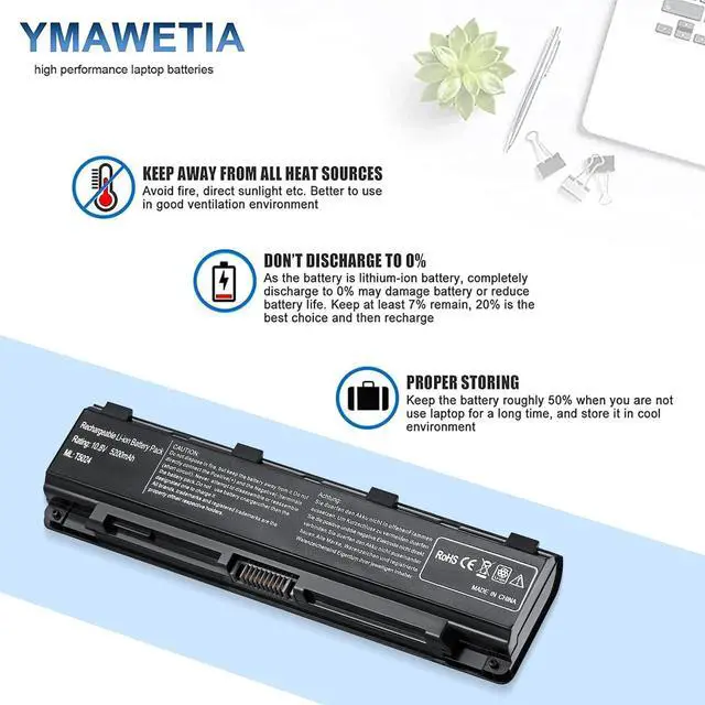 Alt view image 5 of 7 - 56Wh PA5024U-1BRS Battery Replacement for Toshiba Satellite C55 C55-A C55T C55DT C55D C855 C855D L855 L875 P855 P875 S855 S875 Series PA5109U-1BRS PA5026U-1BRS PABAS272 Laptop Battery