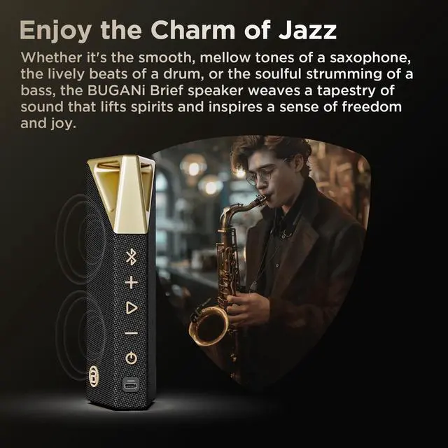 Alt view image 7 of 7 - Bluetooth Speaker Wireless Portable, Portable Speaker IPX7 Waterproof | Bluetooth 5.4, Auracast Multi-Speaker Party Mode, Built-in Mic, USB-C, 15H Playtime for Home, Outdoor, Travel