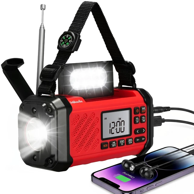 Main image of 10000mAh Emergency Weather Radio, Hand Crank Solar Radio Red Weather NOAA Radio AM FM with USB/Solar Charging Builtin Fashlight, SOS Alarm for Hurricane, Sorm and Camping