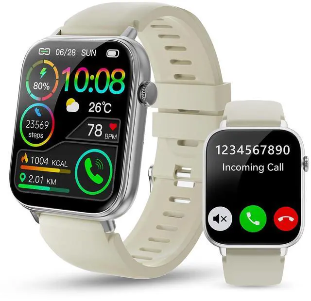 Main image of Smart Watch for Men Women, 1.85" HD Touchscreen Smartwatches with Message Call Function, 100+ Sports Modes IP68 Fitness Tracker, 24/7 Heart Rate/Sleep Monitor Fitness Watch for Android iOS White(2025)