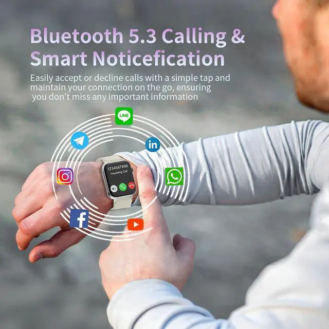Alt view image 2 of 7 - Smart Watch for Men Women, 1.85" HD Touchscreen Smartwatches with Message Call Function, 100+ Sports Modes IP68 Fitness Tracker, 24/7 Heart Rate/Sleep Monitor Fitness Watch for Android iOS White(2025)