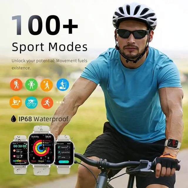 Alt view image 5 of 7 - Smart Watch for Men Women, 1.85" HD Touchscreen Smartwatches with Message Call Function, 100+ Sports Modes IP68 Fitness Tracker, 24/7 Heart Rate/Sleep Monitor Fitness Watch for Android iOS White(2025)