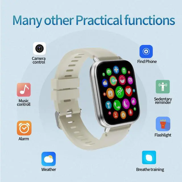 Alt view image 7 of 7 - Smart Watch for Men Women, 1.85" HD Touchscreen Smartwatches with Message Call Function, 100+ Sports Modes IP68 Fitness Tracker, 24/7 Heart Rate/Sleep Monitor Fitness Watch for Android iOS White(2025)