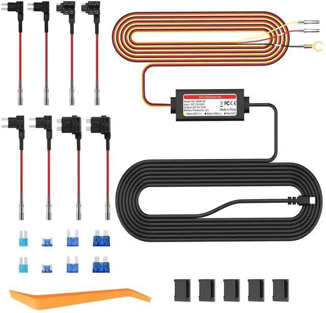Main image of Dash Cam Hardwire Kit with USB-C Port for V5 and R4-RD Dash Camera Models, Converts 12V-30V to 5V/3A, LED Indicator,24Hr Parking Monitoring Kit with Low Voltage Protection