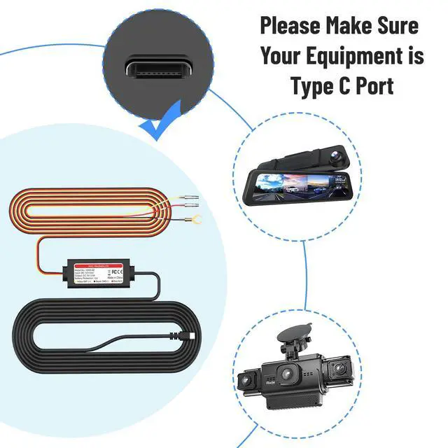 Alt view image 5 of 6 - Dash Cam Hardwire Kit with USB-C Port for V5 and R4-RD Dash Camera Models, Converts 12V-30V to 5V/3A, LED Indicator,24Hr Parking Monitoring Kit with Low Voltage Protection