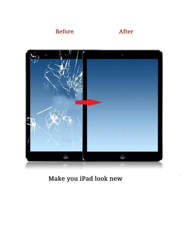 Alt view image 7 of 7 - for Black IPad Air 1st Generation Touch Screen Digitizer Glass Replacement Modle A1474 A1475 A1476 with Home Button,Camera Holder,Preinstalled Adhesive,Toolkit