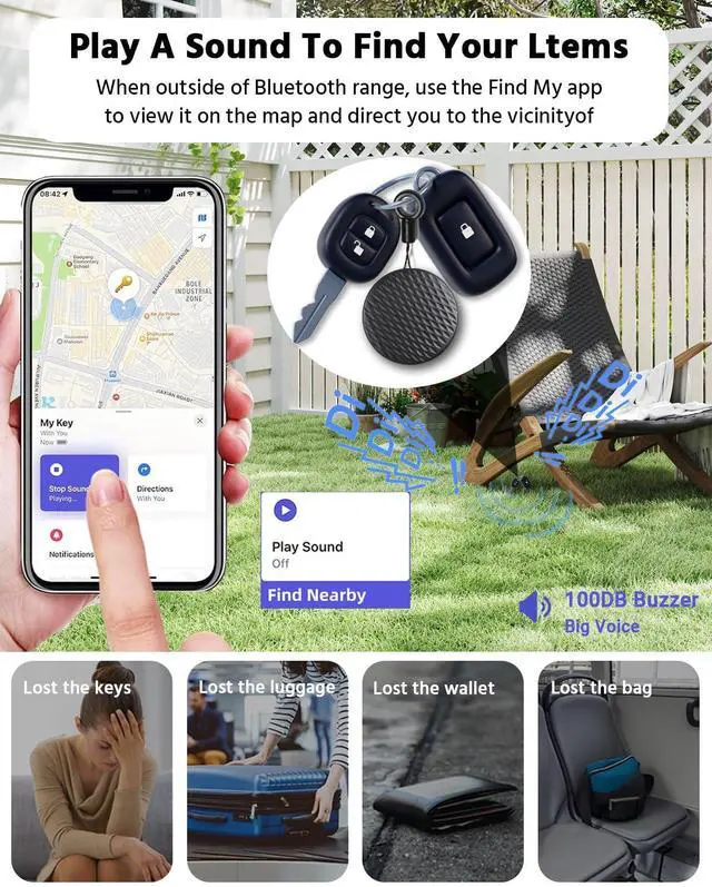 Alt view image 4 of 7 - 2026 New Smart Tracker Tags: Bluetooth Tracker Tag, Key Finder Tags Works with Apple Find My App (2 Pack)
