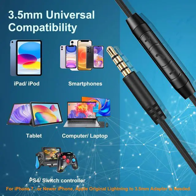 Alt view image 3 of 7 - Sony Headphones Replacement Audio Cable Cord 3.5mm to 3.5mm Aux Wire | Work for Sony WH-1000XM5 WH-1000XM4 WH-1000XM3 WH-XB910N WH-CH710N WH-CH720N MDR-1000X MDR-1AM2, In-line Mic & Volume Control