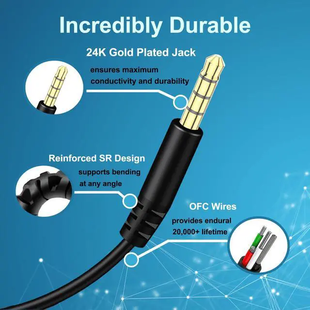 Alt view image 6 of 7 - Sony Headphones Replacement Audio Cable Cord 3.5mm to 3.5mm Aux Wire | Work for Sony WH-1000XM5 WH-1000XM4 WH-1000XM3 WH-XB910N WH-CH710N WH-CH720N MDR-1000X MDR-1AM2, In-line Mic & Volume Control