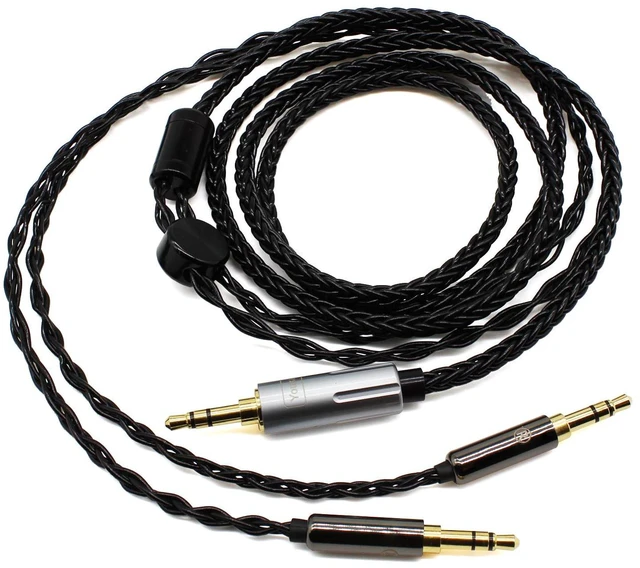 Alt view image 2 of 5 - 5ft Over-Ear Headphone Cable for Dual 3.5mm end Headphones, 1.5m Compatible with Hifiman Sundara, Ananda, Arya, HE400SE, HE4XX, HE-400i, Edition XS Headphones, Dual 3.5mm Male, Silver Plated