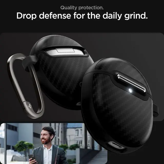 Alt view image 5 of 7 - Enzo Aramid Designed for Pixel Buds Pro 2 & 1 (2024/2022) | Premium Enzo Aramid Friber, Timeless Luxury Design, Carabiner Included - Matte Black