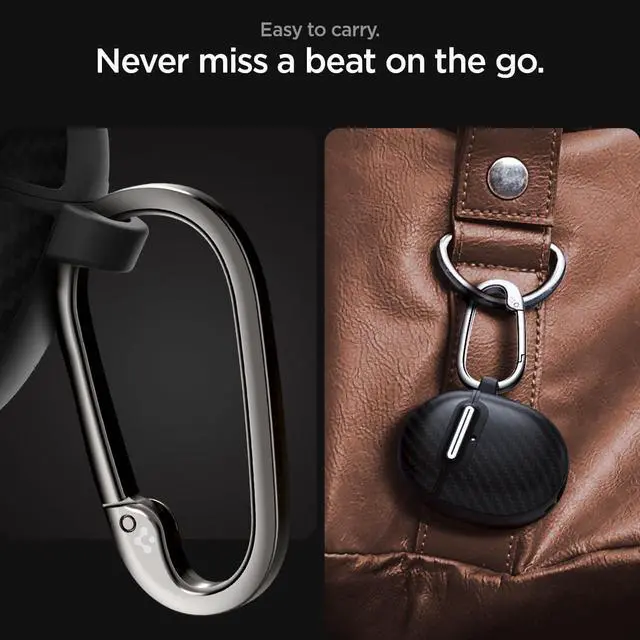 Alt view image 4 of 7 - Enzo Aramid Designed for Pixel Buds Pro 2 & 1 (2024/2022) | Premium Enzo Aramid Friber, Timeless Luxury Design, Carabiner Included - Matte Black