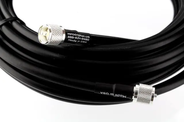 Main image of I RG213 Coax Cable I PL259 to PL259 UHF Connectors I Low Loss RF Coaxial Cable I MIL-C-17/163A RG I CB Ham Radio, Transmitters, Antenna I 50 FT
