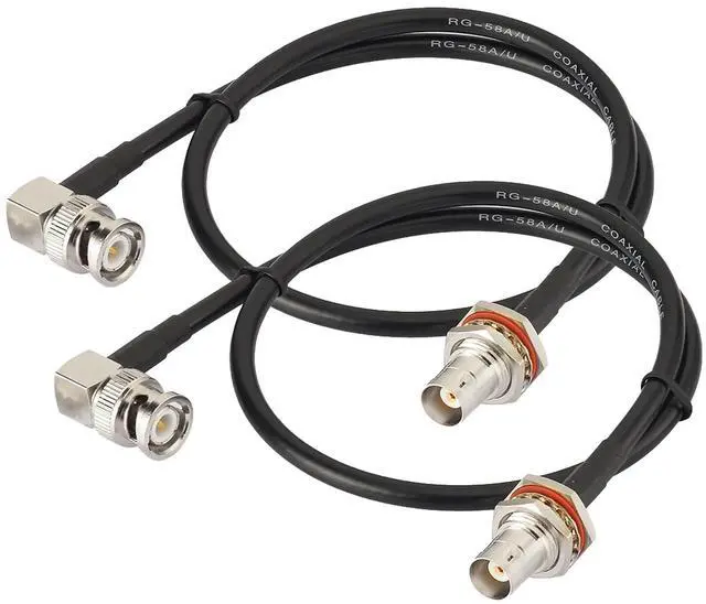 Main image of BNC Coax Cable 50cm 50 Ohm RG58 BNC Female to Male Cable 2-Pack | Right Angle Low Loss Antenna Extension Jumper for Microphone VHF UHF Ham Radios Antenna Amateur Radio
