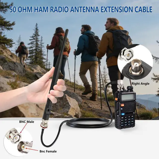 Alt view image 3 of 7 - BNC Coax Cable 50cm 50 Ohm RG58 BNC Female to Male Cable 2-Pack | Right Angle Low Loss Antenna Extension Jumper for Microphone VHF UHF Ham Radios Antenna Amateur Radio