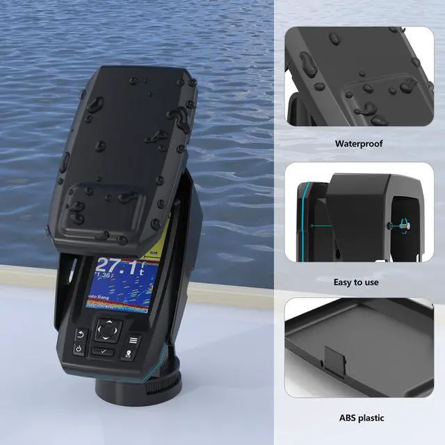 Alt view image 2 of 7 - Fish Finder Waterproof Cover, Marine Navigation Protection with Sunvisor, Compatible with Garmin Striker Plus 4 and Garmin Striker Vivid 4cv (Black)