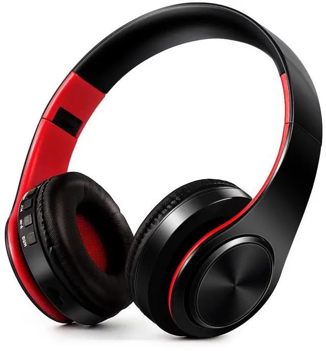 Main image of Bluetooth Over The Ear Headphone Stereo Sound Computer PC Headset for Gaming Meeting Chat with Mic/Soft Earmuffs/Foldable/TF 3.5mm Jack for Universal Connectivity (black red)