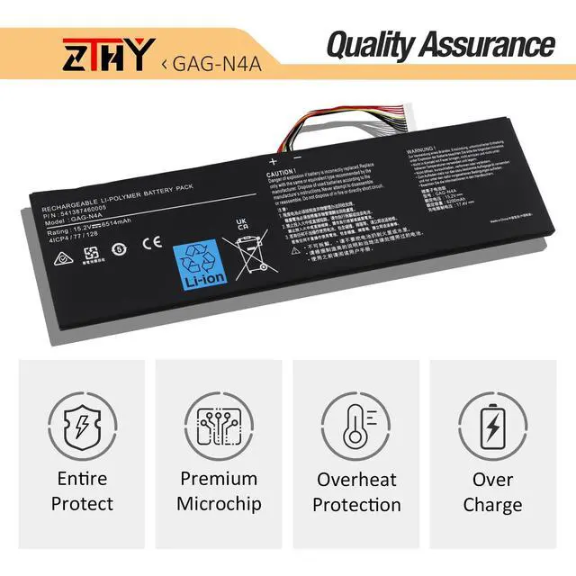Alt view image 5 of 7 - GAG-N4A Laptop Battery Replacement for Gigabyte Aorus 15 XE5 15X ASF 17 XE4 | 17X AZF, Aorus 15G KB KC XB XC WB YB YC, Aorus 15P XC XD YD, Aorus 17G YD 17H, Aero 15 OLED XD, Aero 16 XE5 15.2V 6514mAh